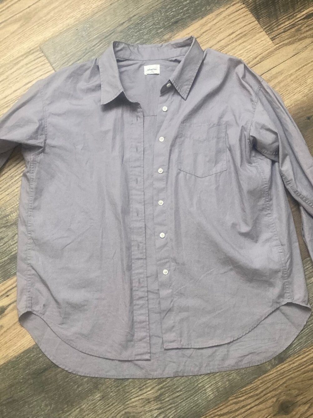 Aritzia Wilfred Free Sz XS Relaxed Linen Blend Shirt Button Up Lilac Oversized
